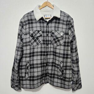 Hurley Mens Sherpa Lined Plaid Flannel Shirt Jacket Shacket Size M Outdoor Work